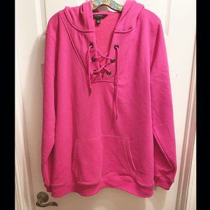 Hot Pink Lace-Up Hoodie - Super High Quality - NEW - Never Worn!
